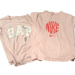 Nike and Gap Pink Graphic T-Shirt Bundle Butterfly Logo Short Sleeve Tee Lot